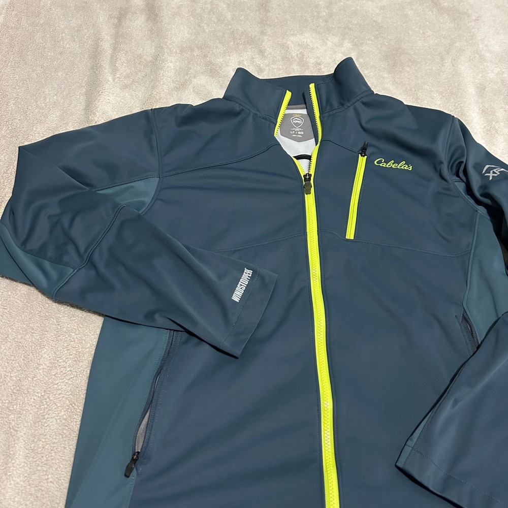 Cabela's‎ XPG Softshell Jacket Mens LT Blue Windstopper Full Zip Outdoor Hiking